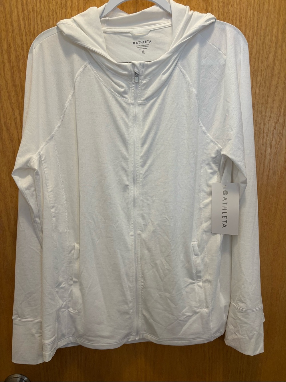 Athleta White Full-Zip Hooded Active Jacket